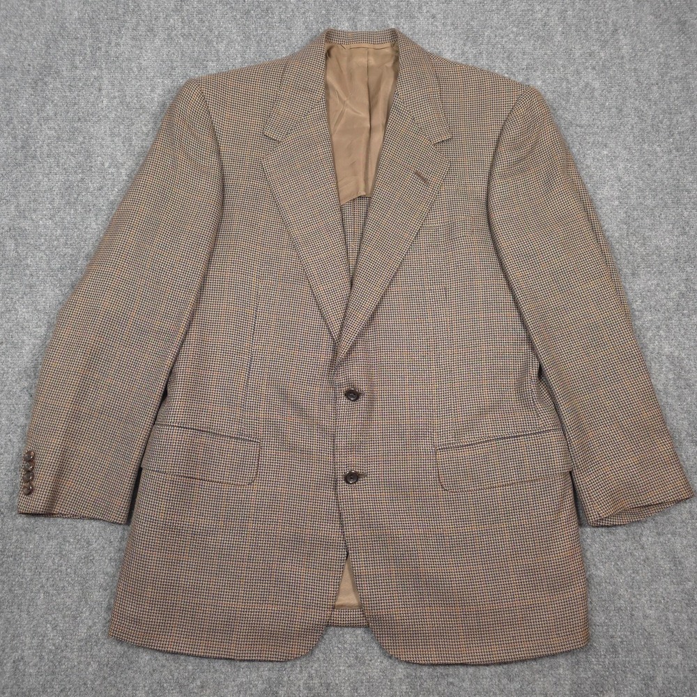 Oxxford Clothes Sport Coat Mens 41R Golden Fleece Houndstooth Wool Blazer Jacket